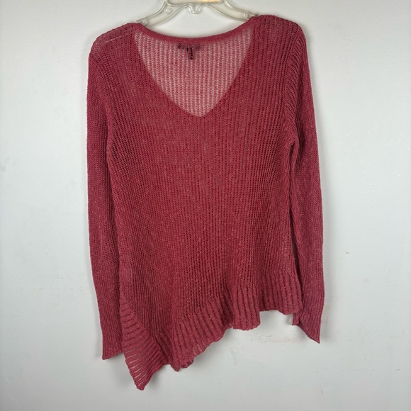 Eileen Fisher knit linen-blend sweater w/V-neck and asymmetrical hem-Woman’s S - Picture 9 of 12